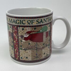 Vintage Sakura Magic of Santa Coffee Mugs 1996 Debbie Mumm 12 Oz Collectible